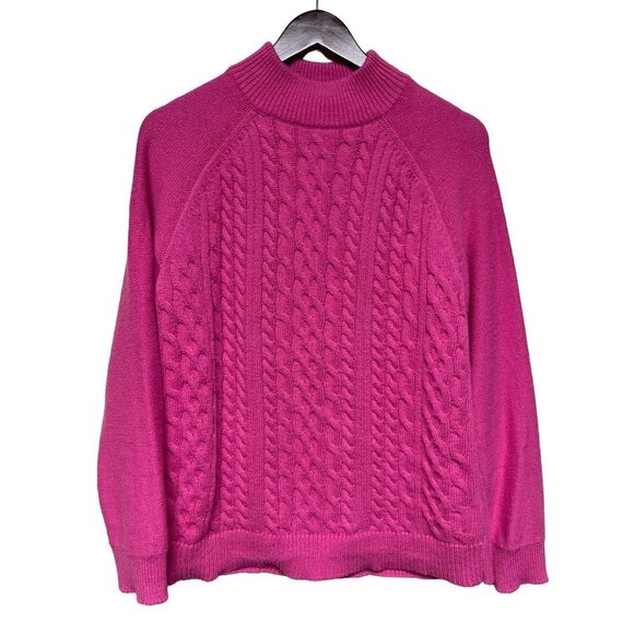 GAP Sweaters - Gap Factory Pink Cable Knit Mock Neck Long Sleeve Sweater Women's Large